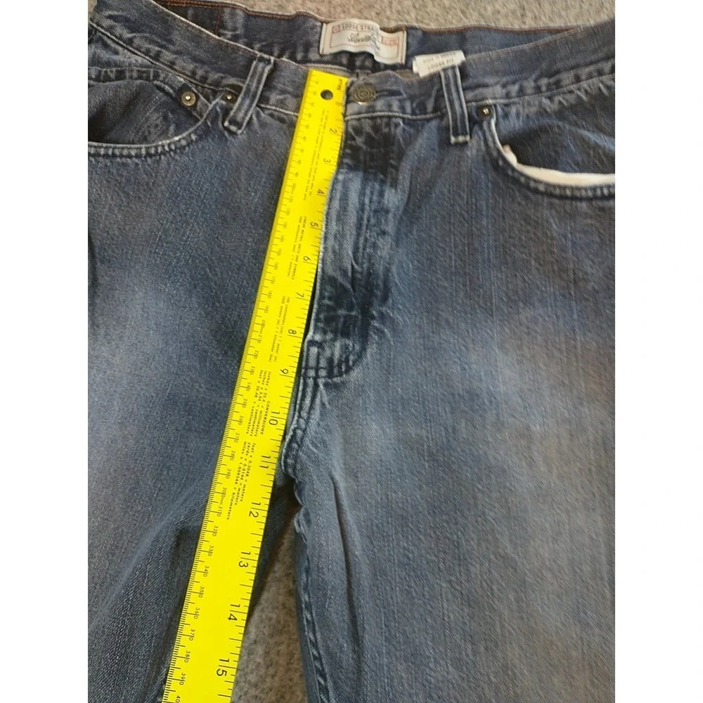 Levi Strauss Signature Mens Loose Straight Distressed Blue Jeans 34x30 (Fits 30)
